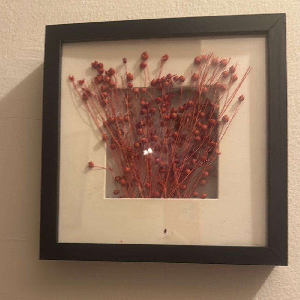 Framed Red Floral Wall Accent